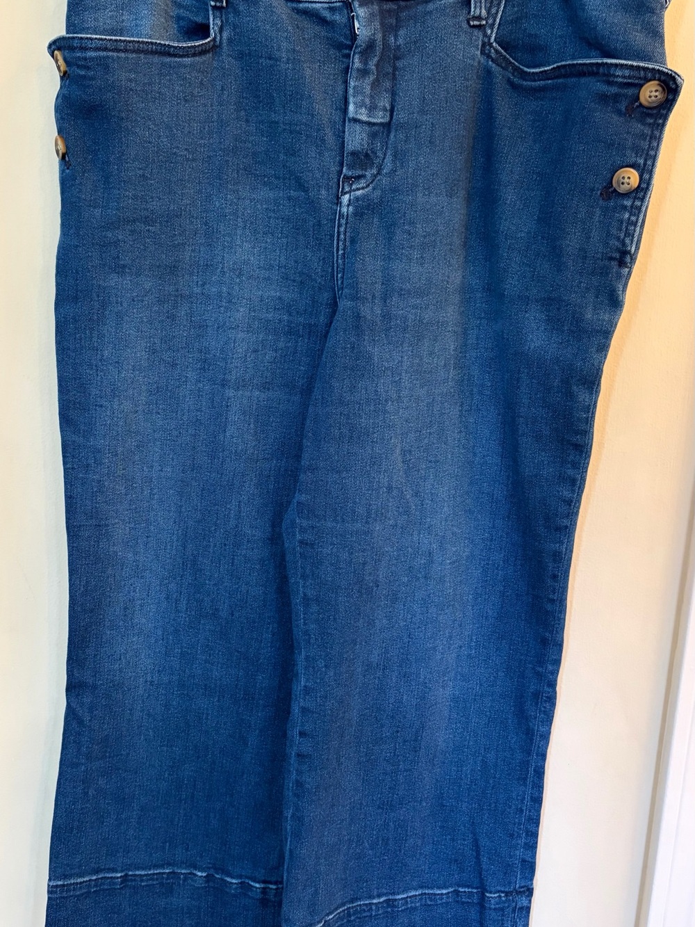 Pilcro Wide Leg Cropped Denim Jeans with button detail